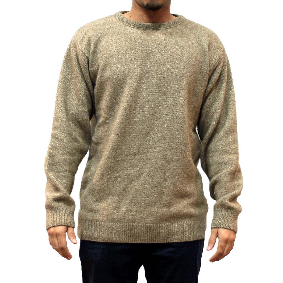 Men's crew neck possum merino jumper in mocha by Koru, showcasing the soft knit fabric and classic fit.