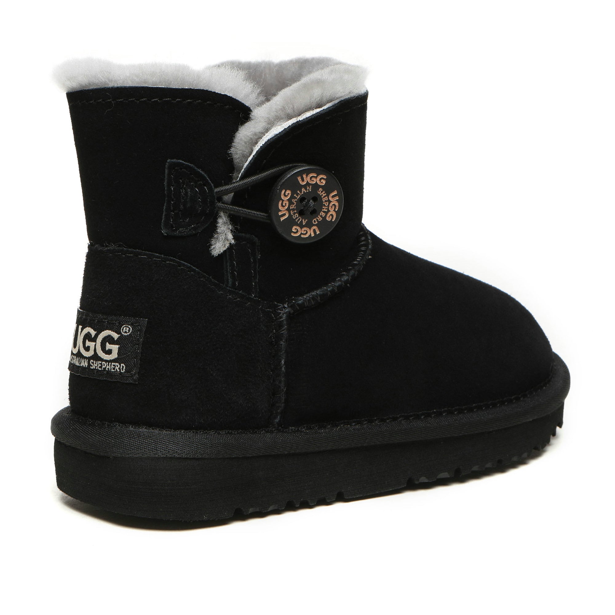 Mini Button Kids UGG Boots by EverUgg featuring adorable button accents and soft, cozy UGG boot design for children.