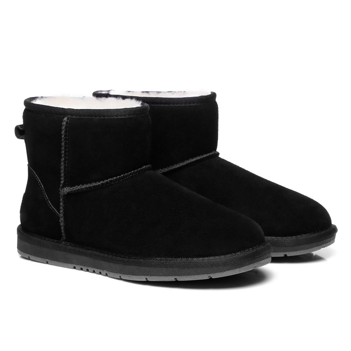 Close-up of EverUgg Mini Classic Suede UGG Boots for women, showcasing their soft suede material and classic boot design.