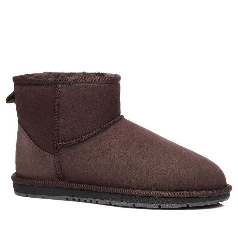 Pair of EverUgg Mini Classic UGG Boots for women, featuring soft suede material and cozy sheepskin lining.