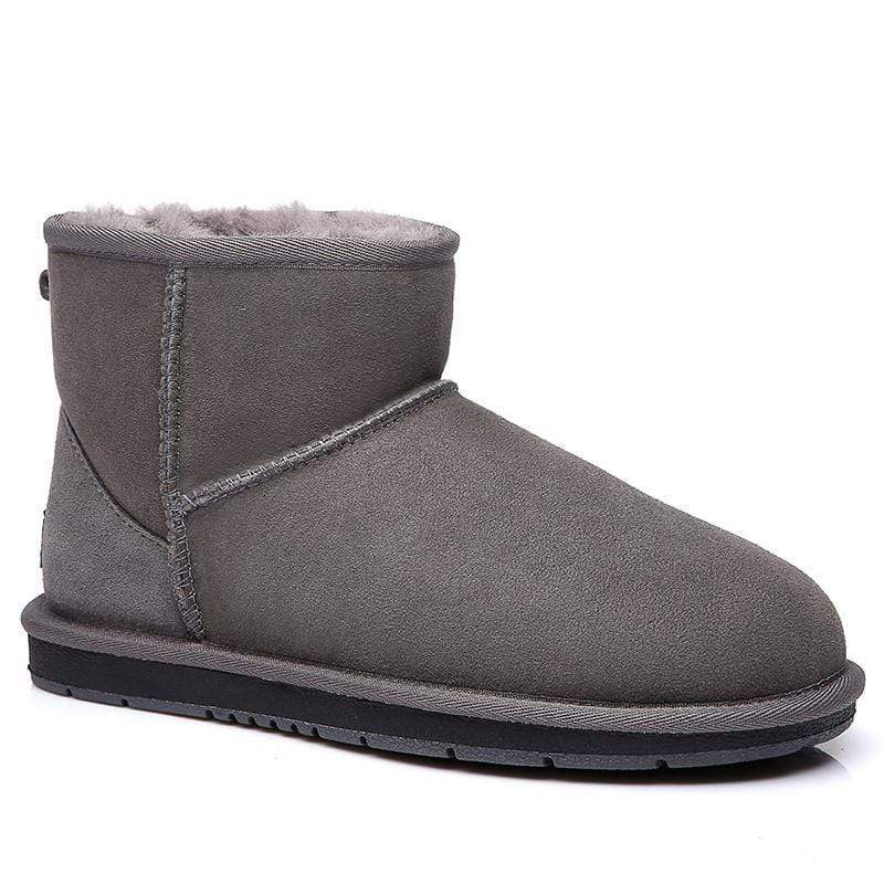 Close-up of EverUgg Mini Classic UGG Boots for women, showing soft suede exterior and cozy sheepskin lining.