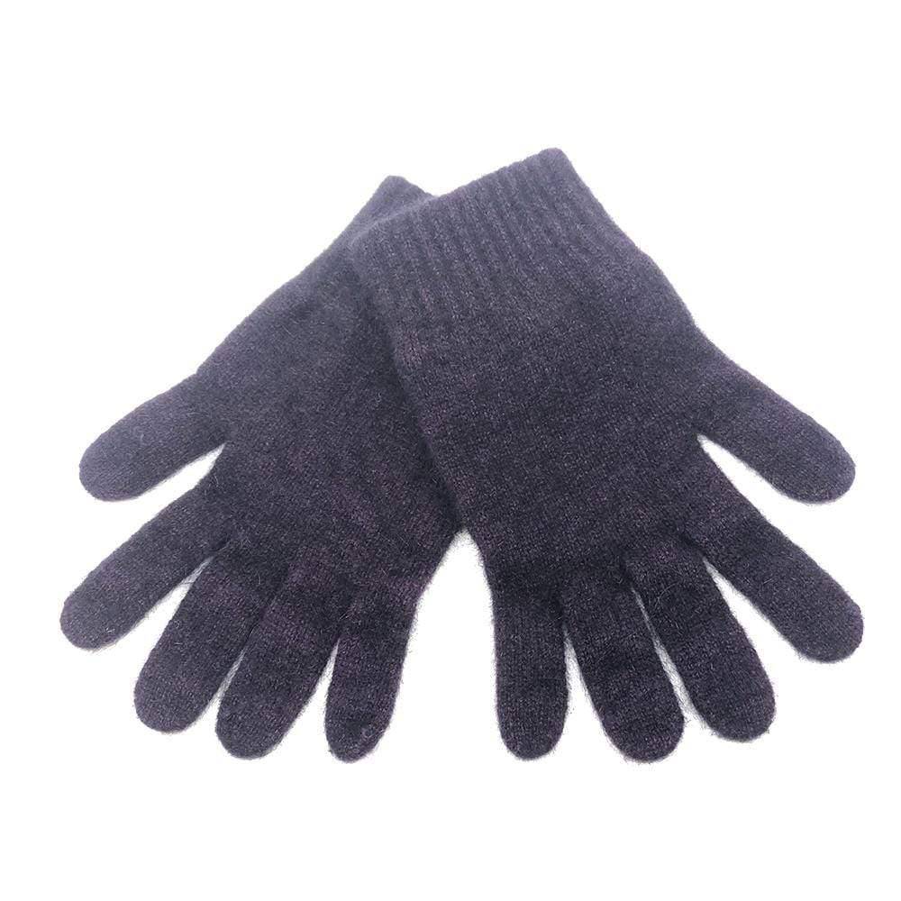 Koru Plain Possum Merino Gloves in Grape color, soft wool gloves with a smooth knit design, perfect for cold weather.
