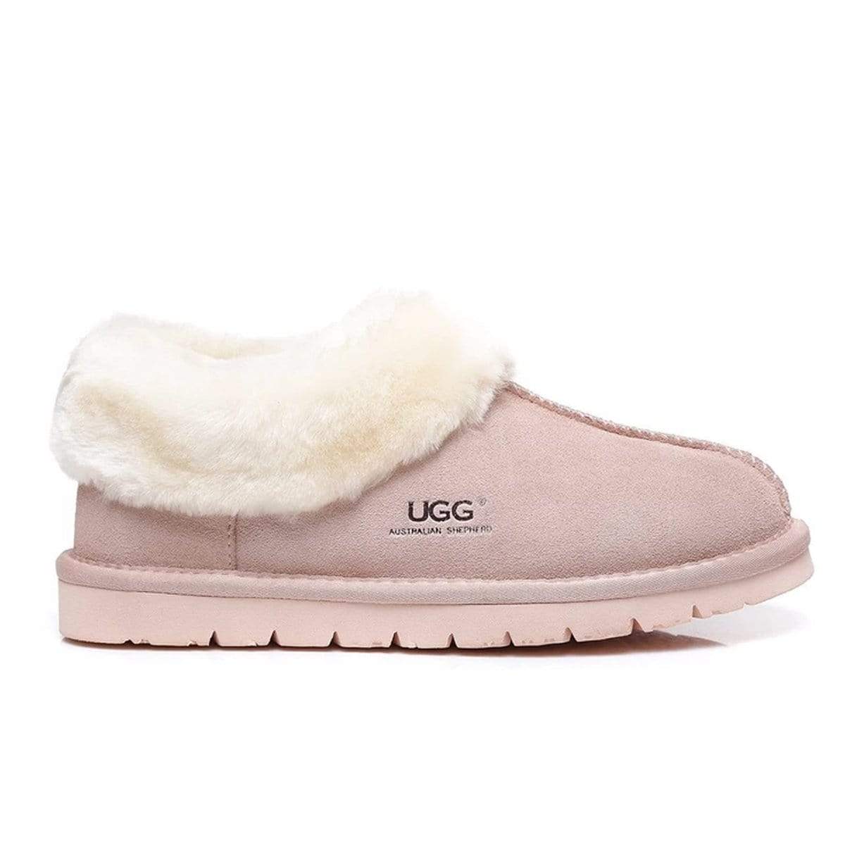 Pink EverUgg premium ankle slippers for women, cozy slip-on shoes with plush interior and durable sole, ideal for indoor comfort.