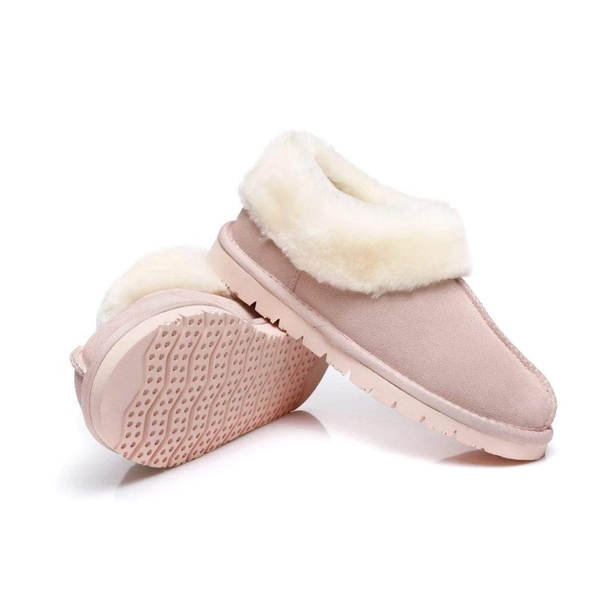 EverUgg premium ankle slippers for women, cozy slip-on shoes with plush lining and soft suede exterior.