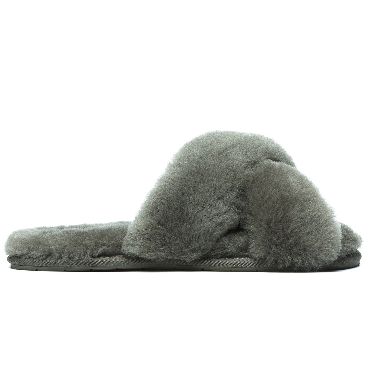 EverUgg Premium Cross Fluff Slides for women and men in khaki, featuring soft cross-fluff design and casual slide style.