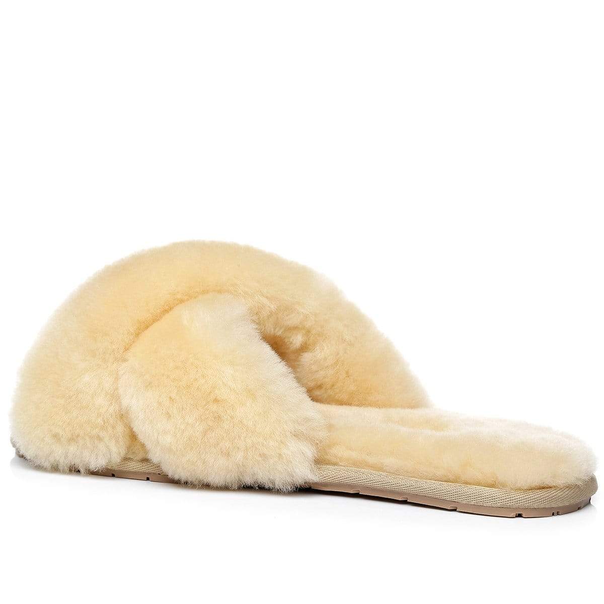 EverUgg Premium Cross Fluff Slides for women featuring soft, plush cross-fluff upper and comfortable slip-on slide design.