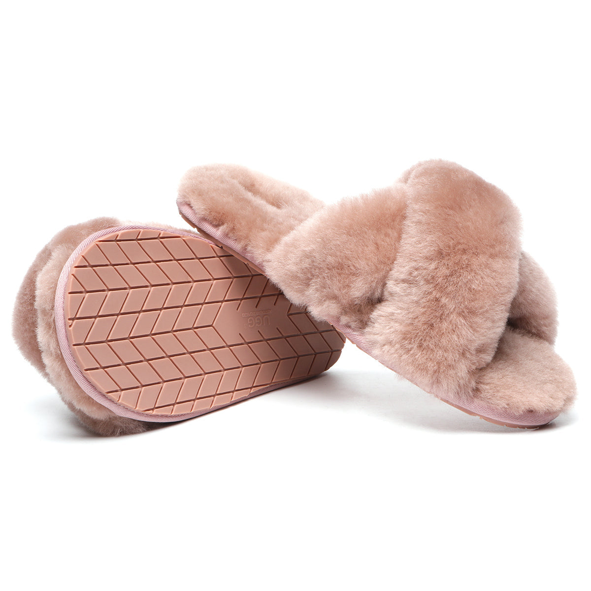 EverUgg Premium Cross Fluff Slides for women featuring soft, fluffy slippers with a cross strap design and comfortable slide style.