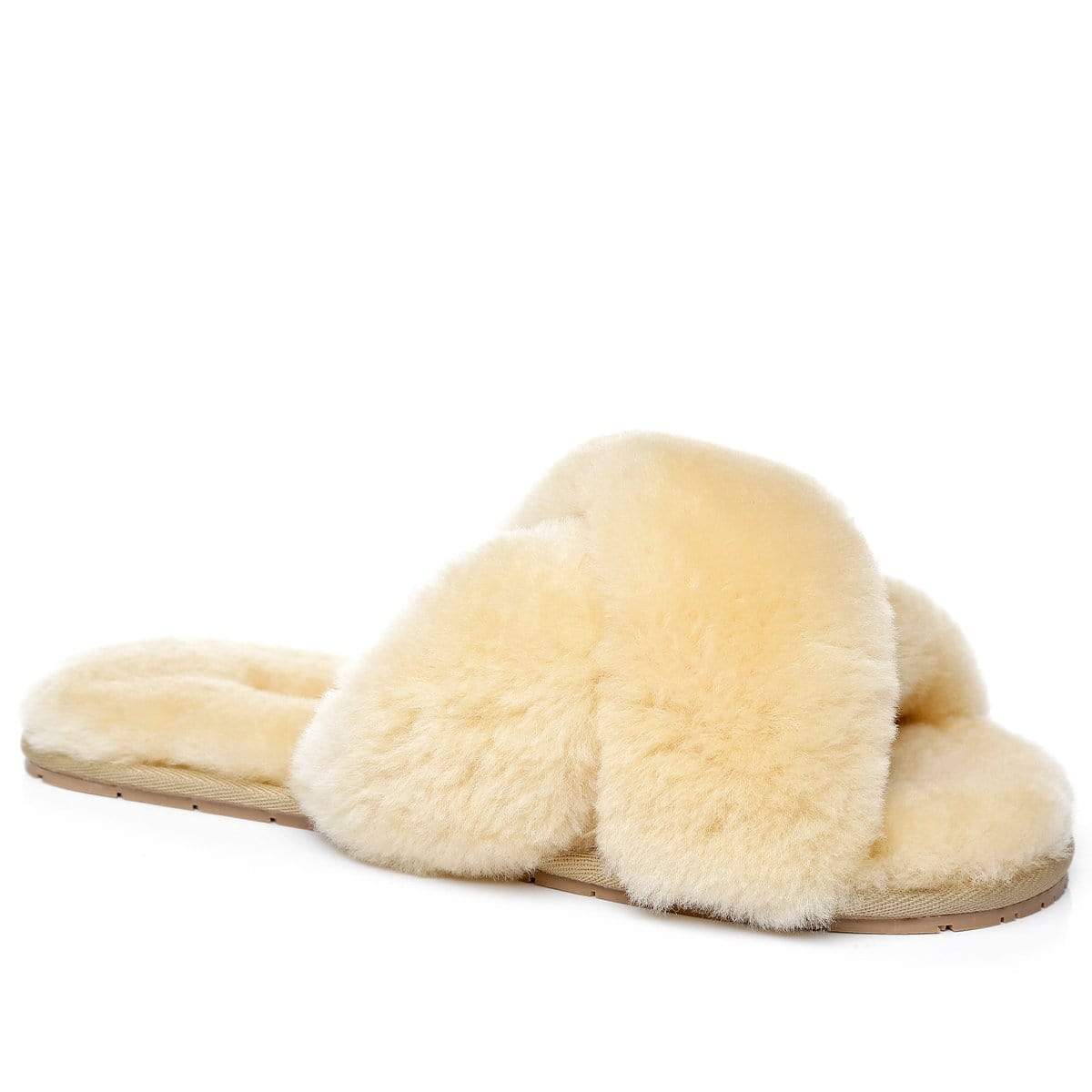EverUgg Premium Cross Fluff Slides for women, cozy slip-on slippers with plush cross-fluff design, perfect for indoor comfort.