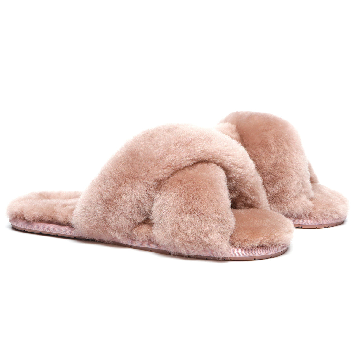 EverUgg Premium Cross Fluff Slides for women featuring soft, plush cross-fluff design and open-toe slipper style.