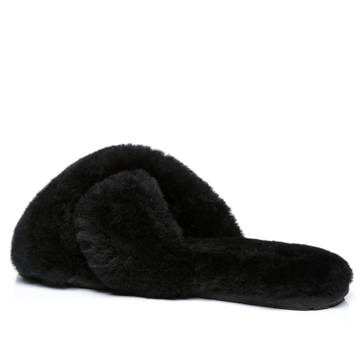 EverUgg Premium Cross Fluff Slides for women, showcasing soft, plush slippers with a cross-fluff design on a neutral background.