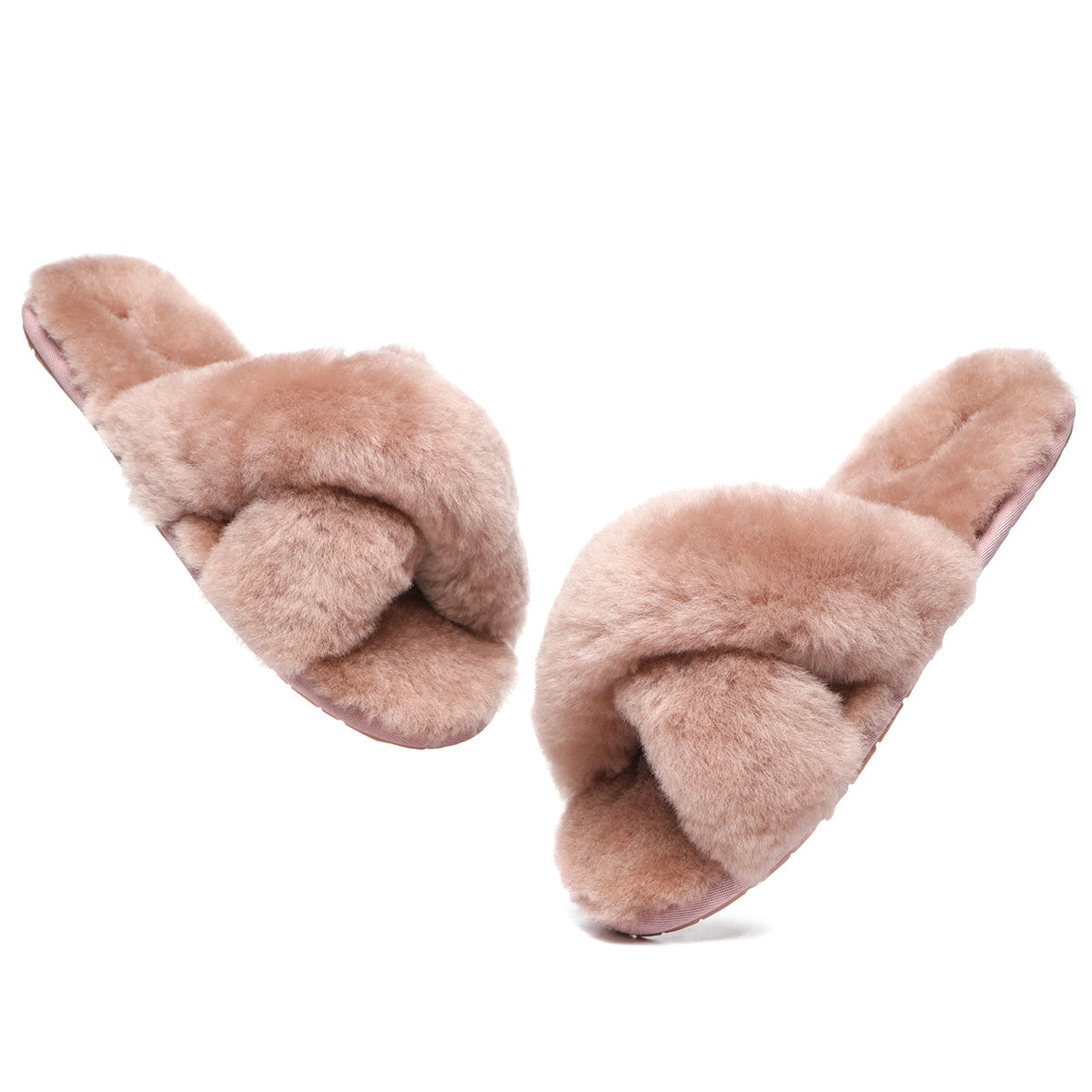 EverUgg Premium Cross Fluff Slides for women, cozy slippers with plush cross-fluff design and open-toe style.