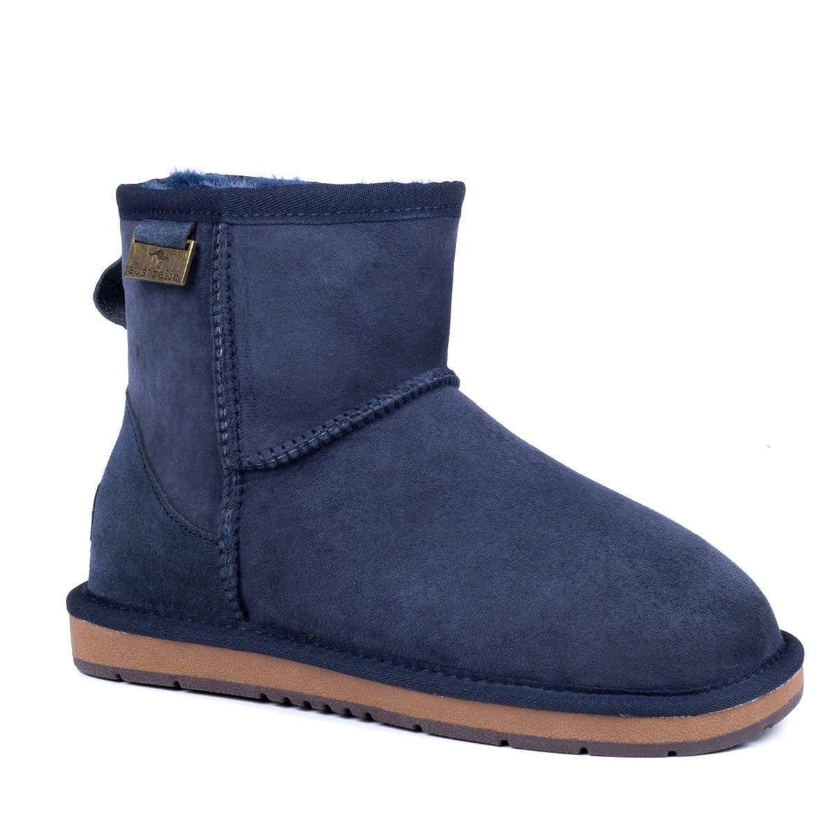 Navy Auzland premium mini classic UGG boots for women and men, showcasing cozy sheepskin interior and stylish design.