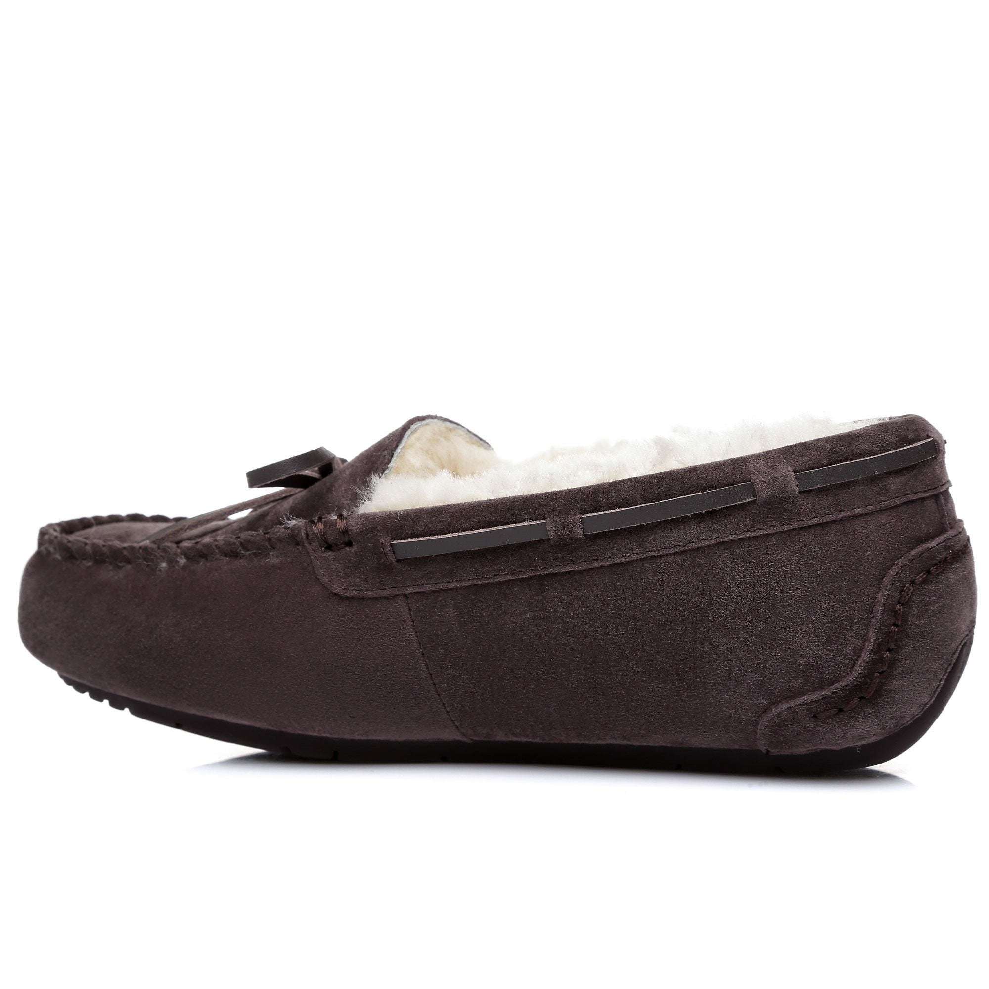 EverUgg moccasin shoes with premium sheepskin insole for women, showcasing the comfortable interior and stylish design.
