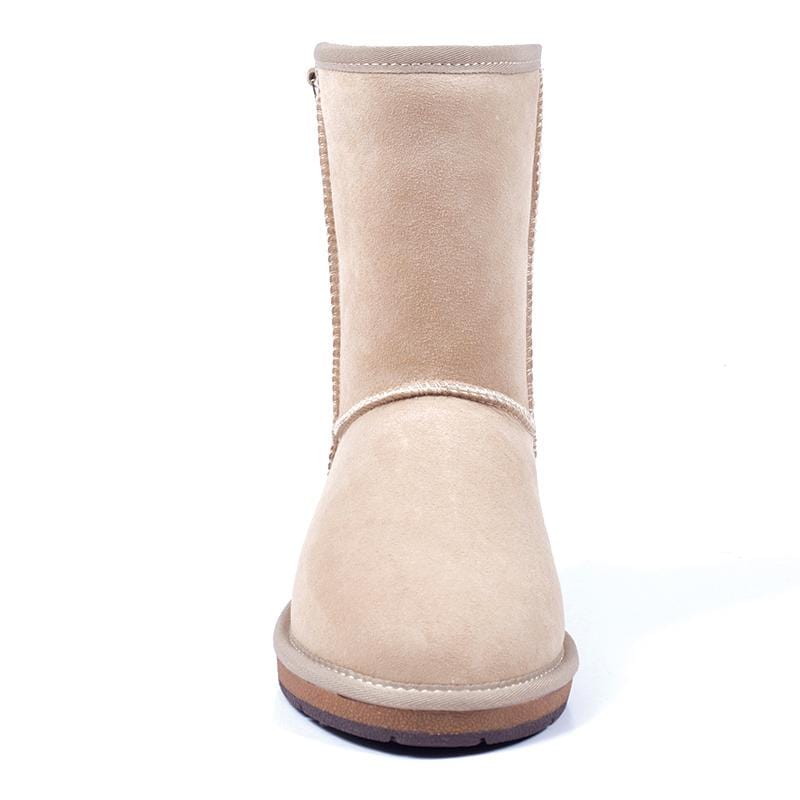 Auzland premium short classic UGG boots for women, showcasing their cozy sheepskin lining and durable suede exterior.