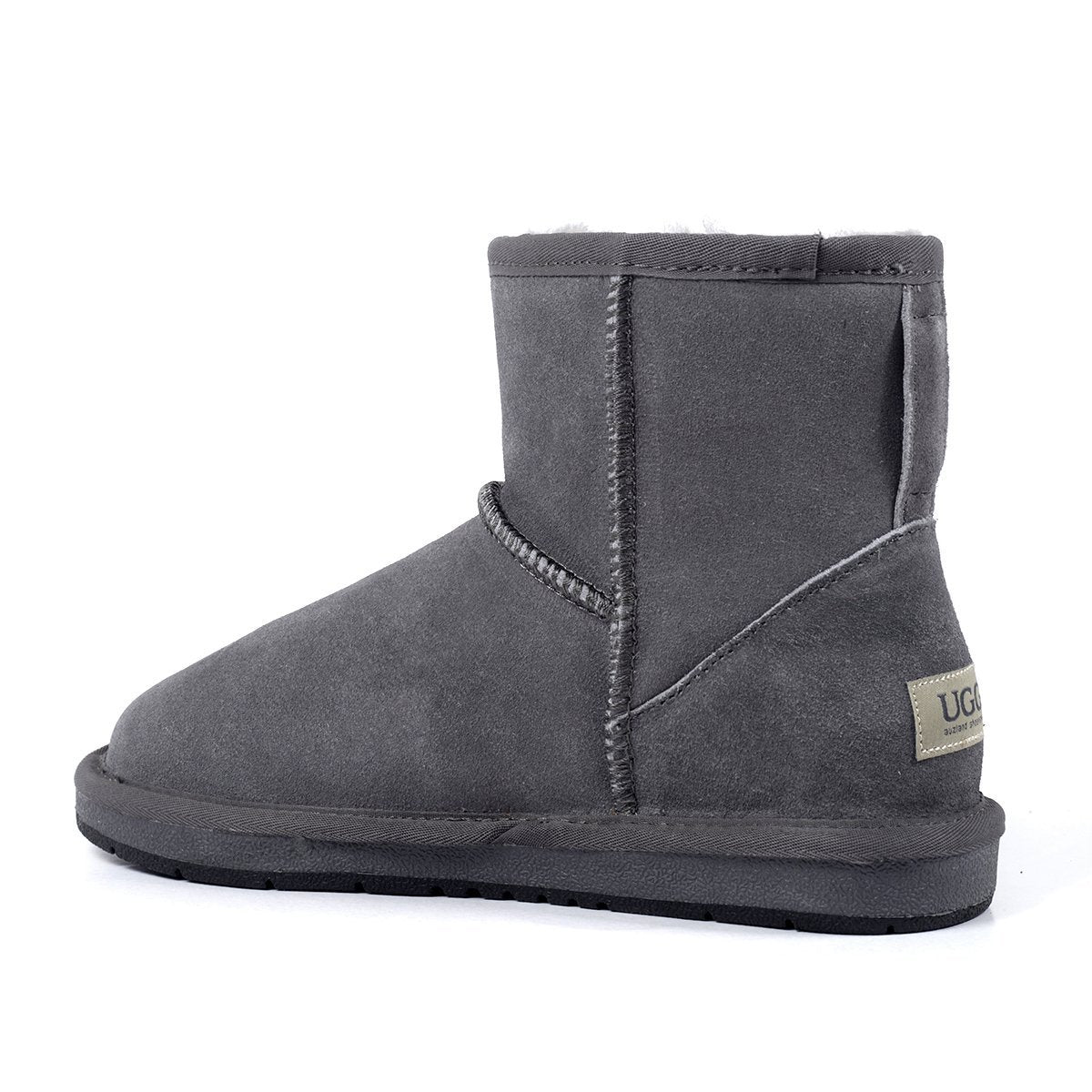 A pair of Auzland premium suede mini classic UGG boots for women, featuring soft suede material and cozy interior lining.