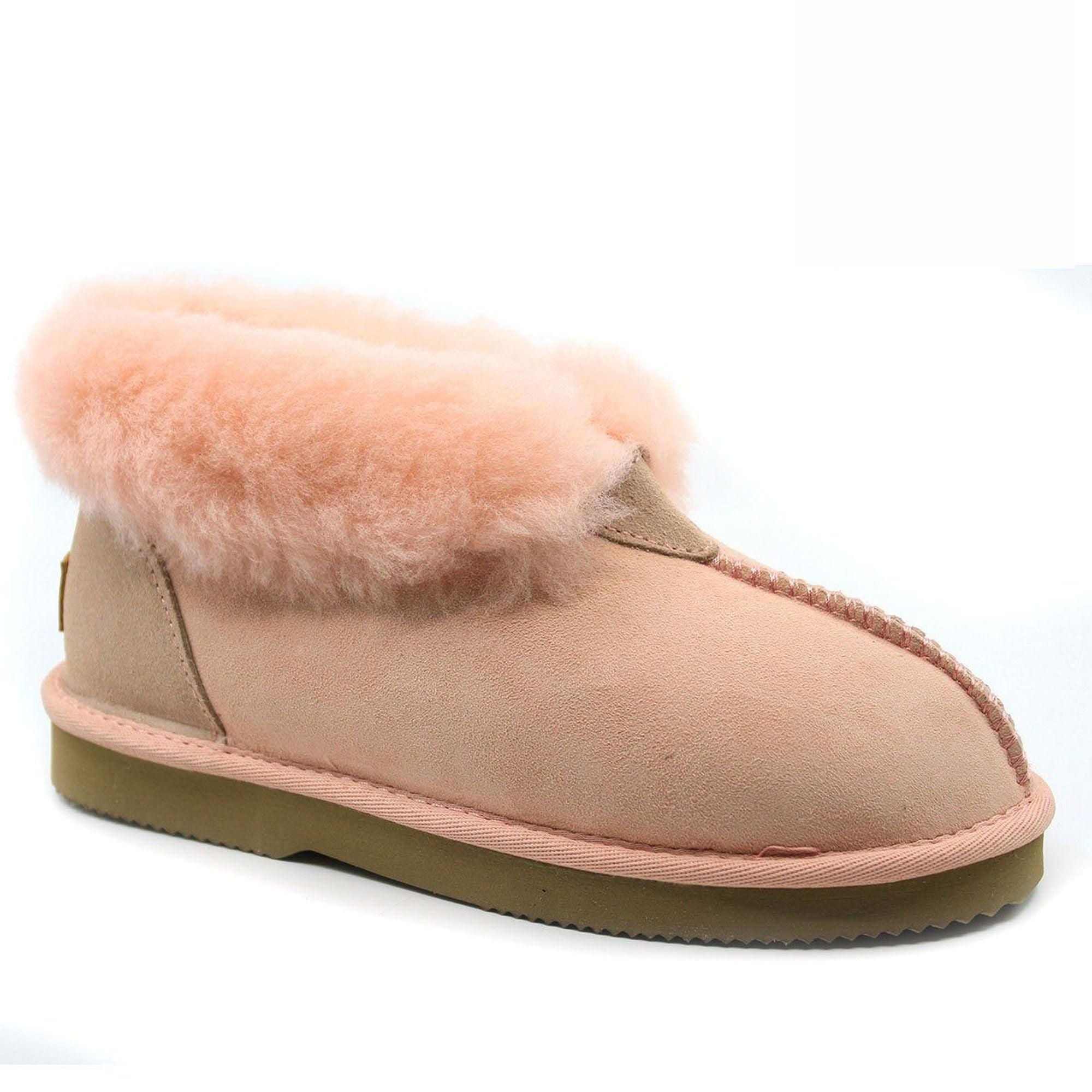 Auzland Premium UGG ankle slippers for women, made in Australia, featuring soft plush material and cozy slip-on design.