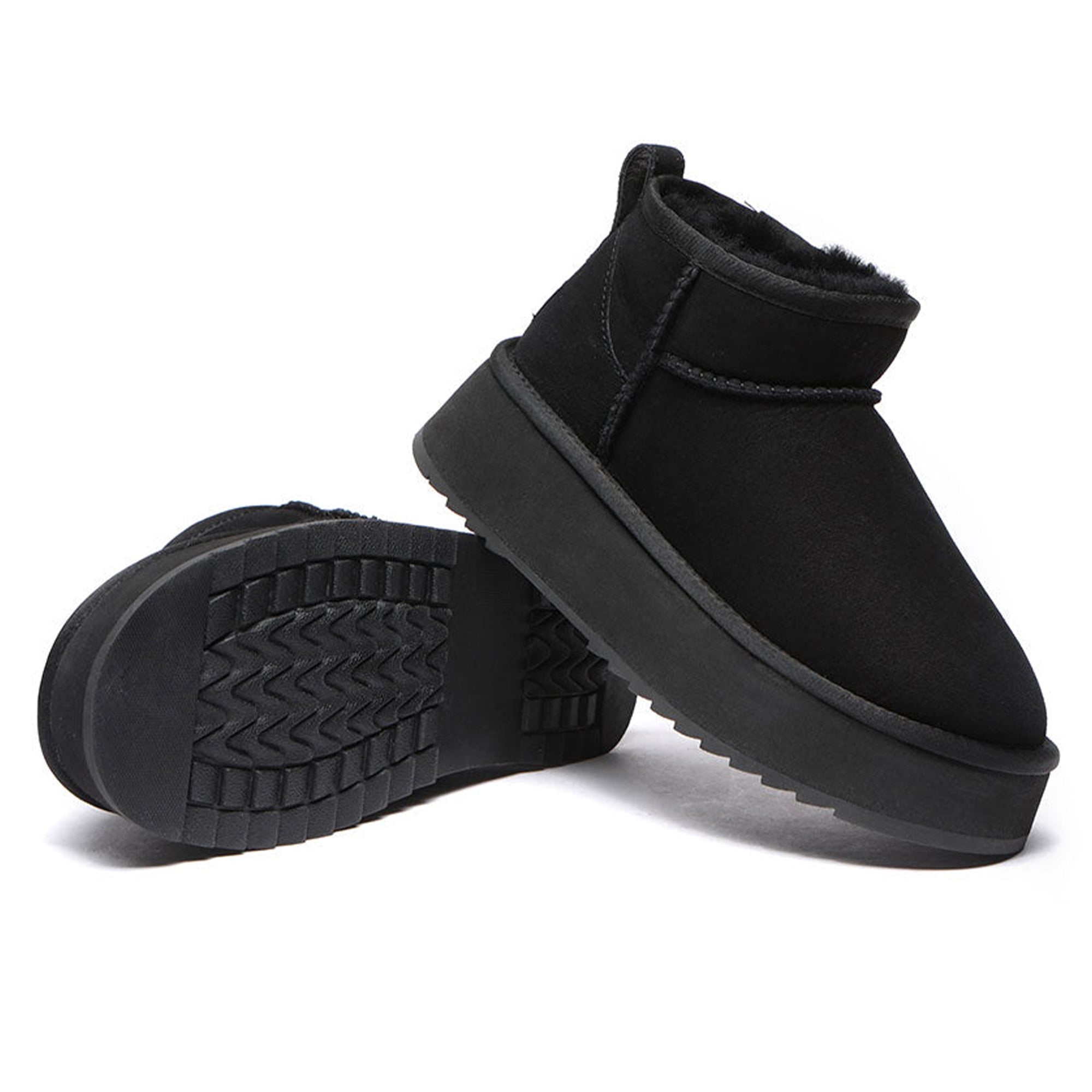 EverUgg Premium Ultra Mini Platform UGG Boots in classic sheepskin with a sleek design and sturdy sole.