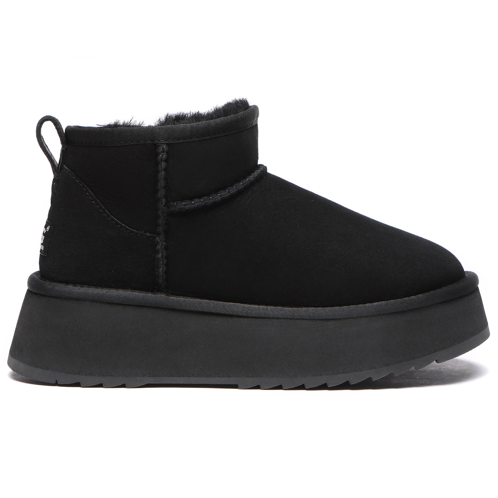Black Ultra Mini Platform UGG Boots by EverUgg featuring a sleek design and chunky platform sole.
