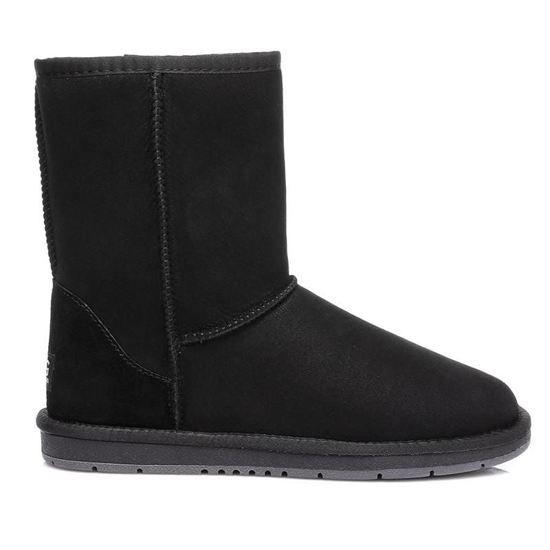 Pair of EverUgg Short Classic UGG Boots for women, featuring suede exterior and cozy shearling lining.