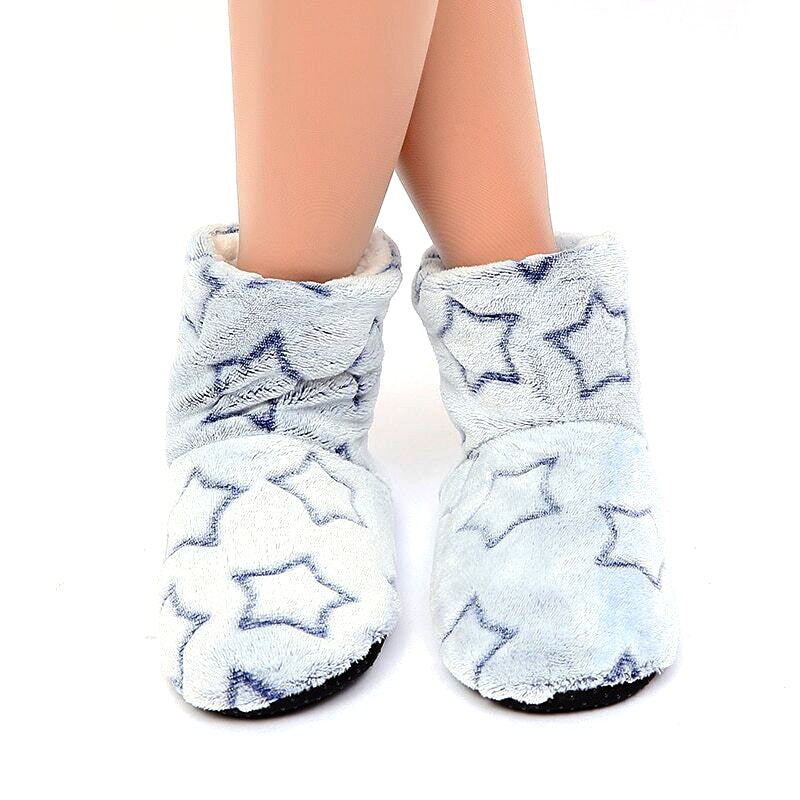 Snuggyz home booties in soft, cozy fabric featuring a plush interior and slip-resistant sole for comfortable indoor wear