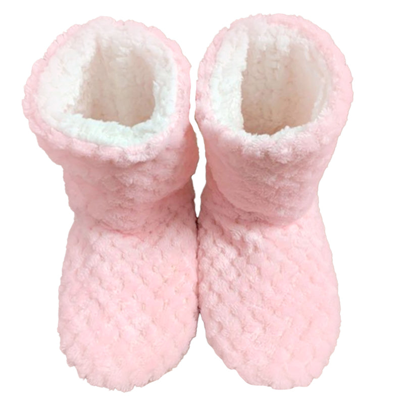 Pink Snuggyz home booties with a soft, cozy plain design, perfect for comfortable indoor wear.