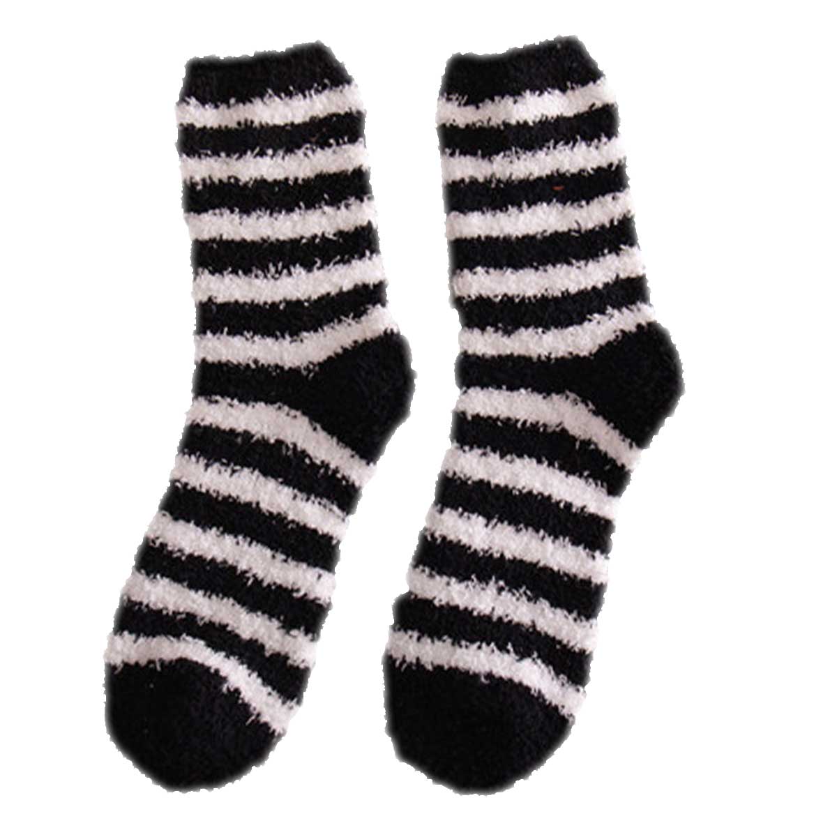 Snuggyz Ultra Soft Stripe Socks featuring black and white stripes, made from comfortable, soft fabric for everyday wear.
