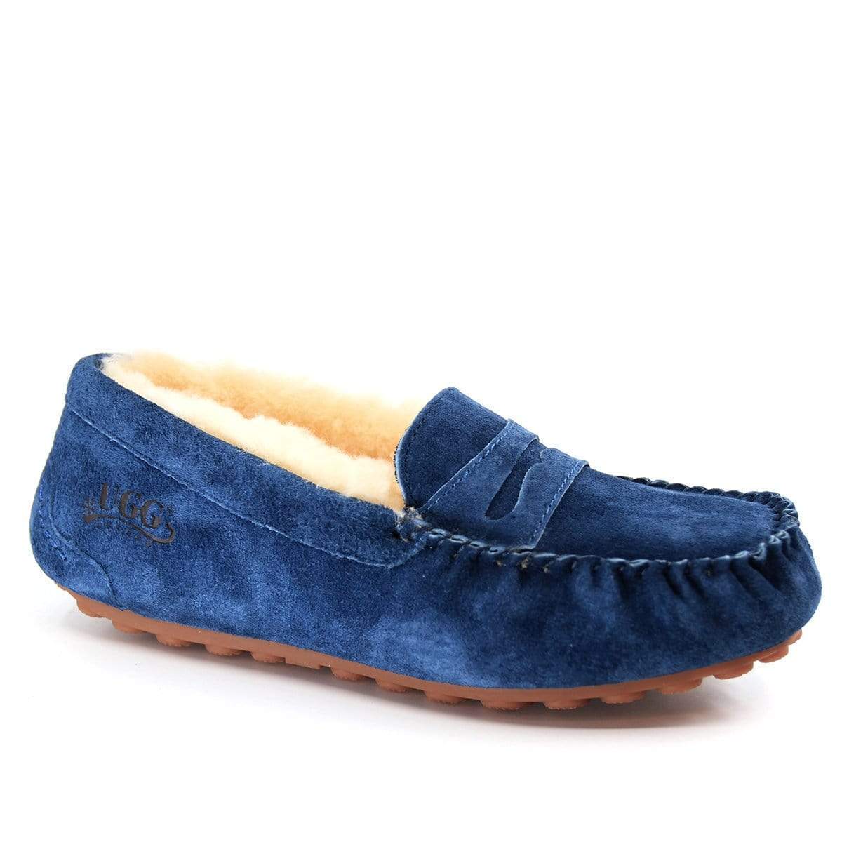 AuSnow UGG flats moccasin for women, soft slip-on slippers with cozy interior and classic moccasin design, ideal for casual wear.