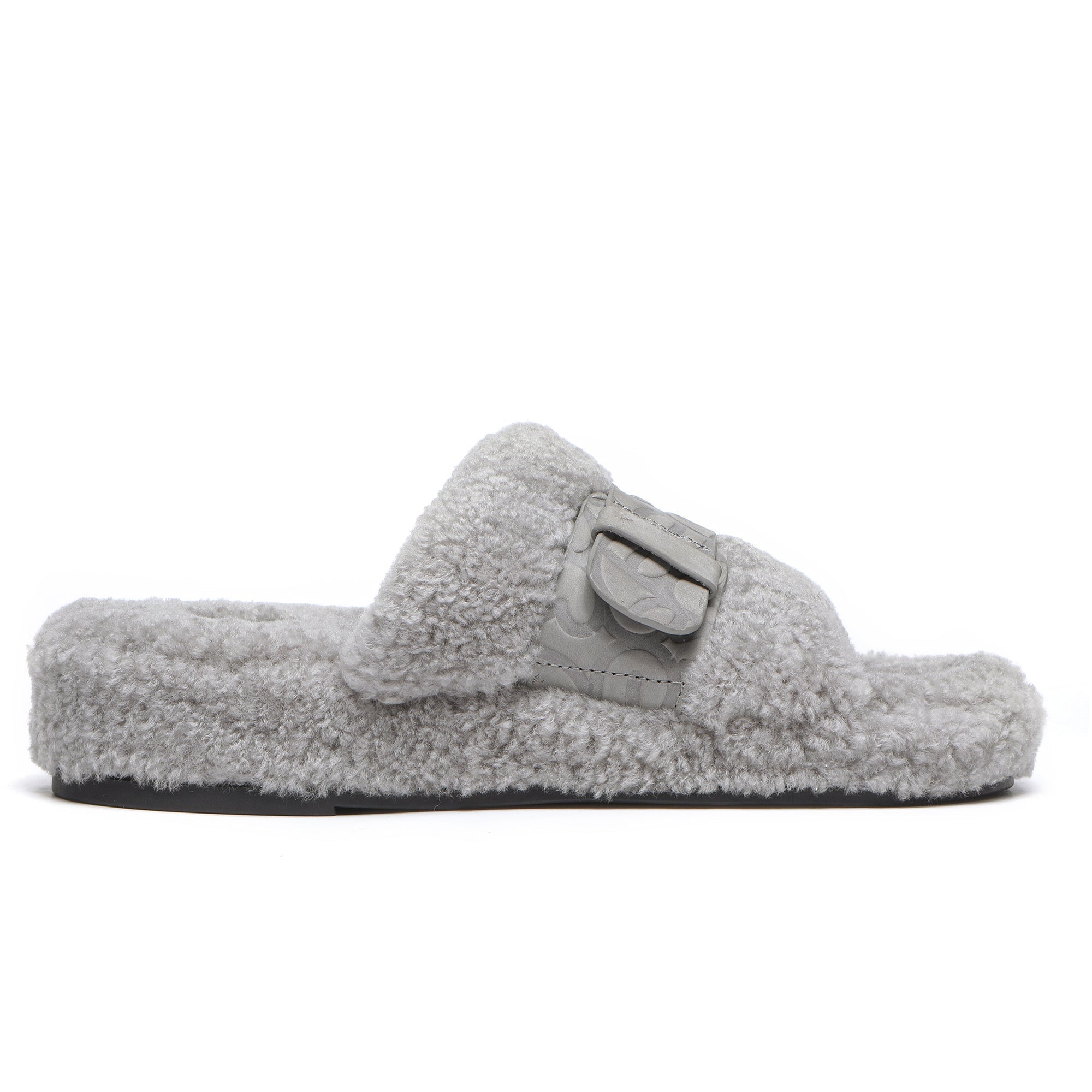 EverUgg UGG Georgie Sheepskin Wool Slides for women and men, featuring grey wool slippers with plush sheepskin interior.