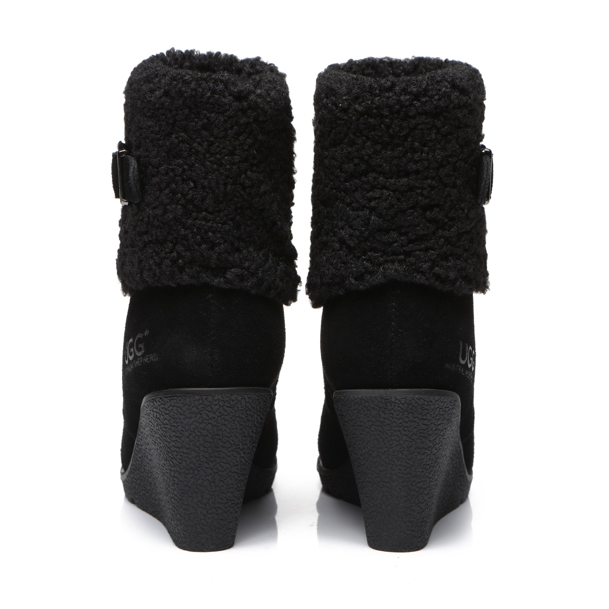 EverUgg UGG Joey Wedge Fashion Boots for women, tan leather shoes with ankle height and wedge heel, stylish and comfortable.