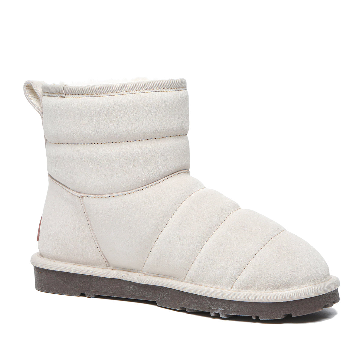 EverUgg UGG Mini Puffer Boots for women, stylish padded winter shoes with a sleek black exterior and cozy design.