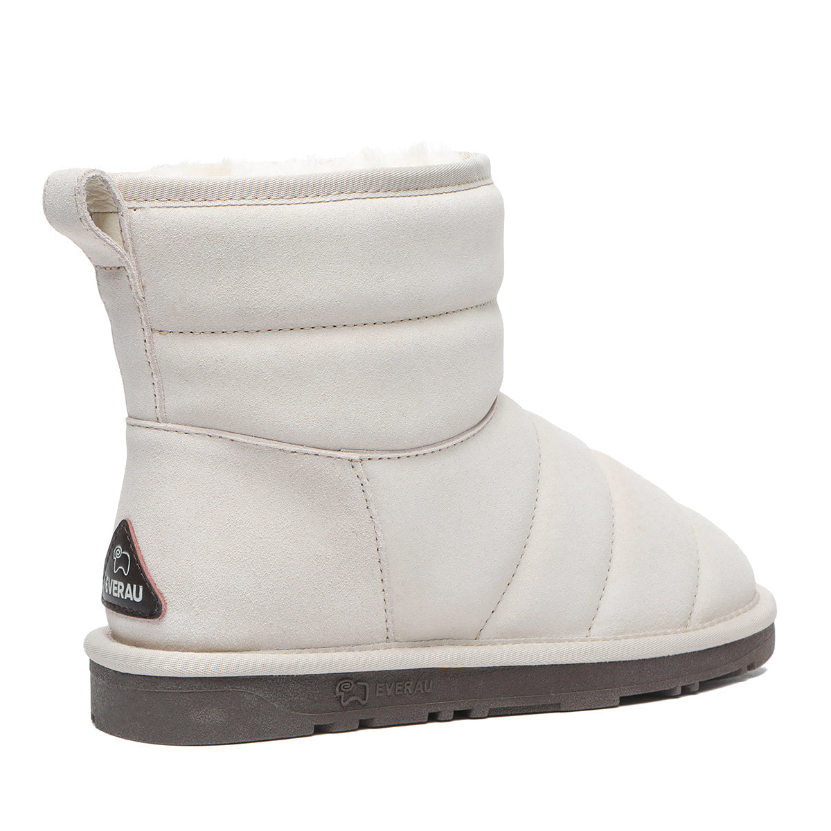 EverUgg mini puffer boots for women, stylish black UGG shoes with quilted puffer design and ankle height.