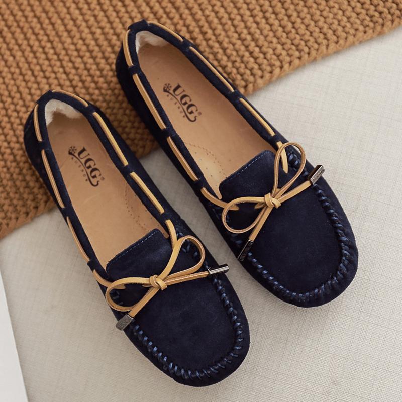 AuSnow UGG Ozsnow Moccasin Slippers for women featuring soft suede upper and cozy lining, ideal for comfortable indoor wear.