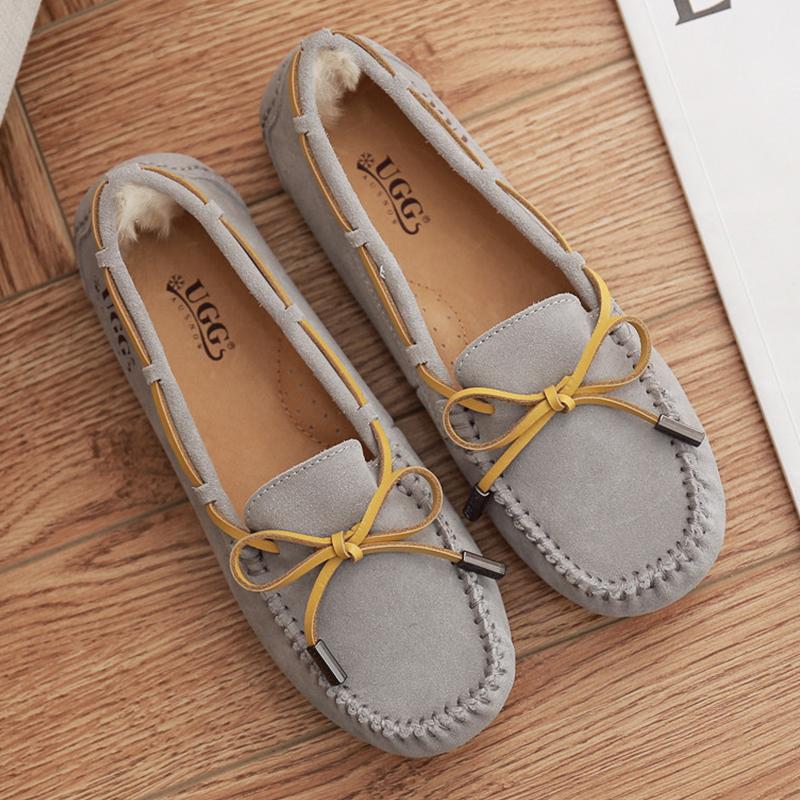 AuSnow UGG Ozsnow Moccasin Slippers for women, cozy slip-on shoes with soft plush lining and durable rubber soles.