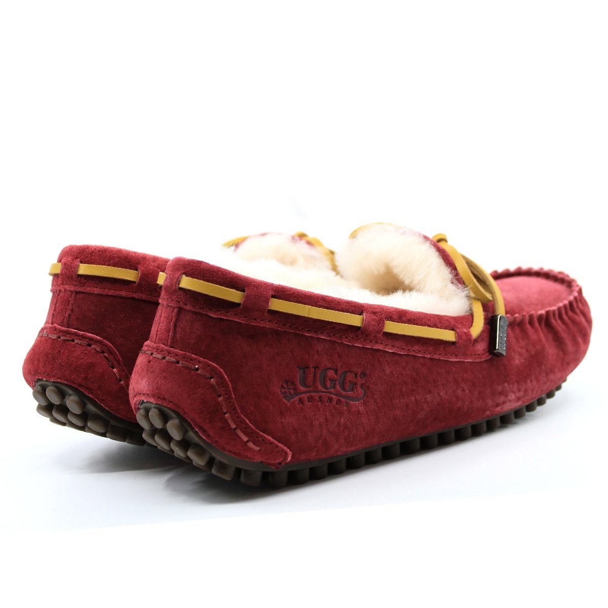 AuSnow UGG Ozsnow Premium Moccasin women's slippers with soft suede exterior and plush lining for cozy comfort.