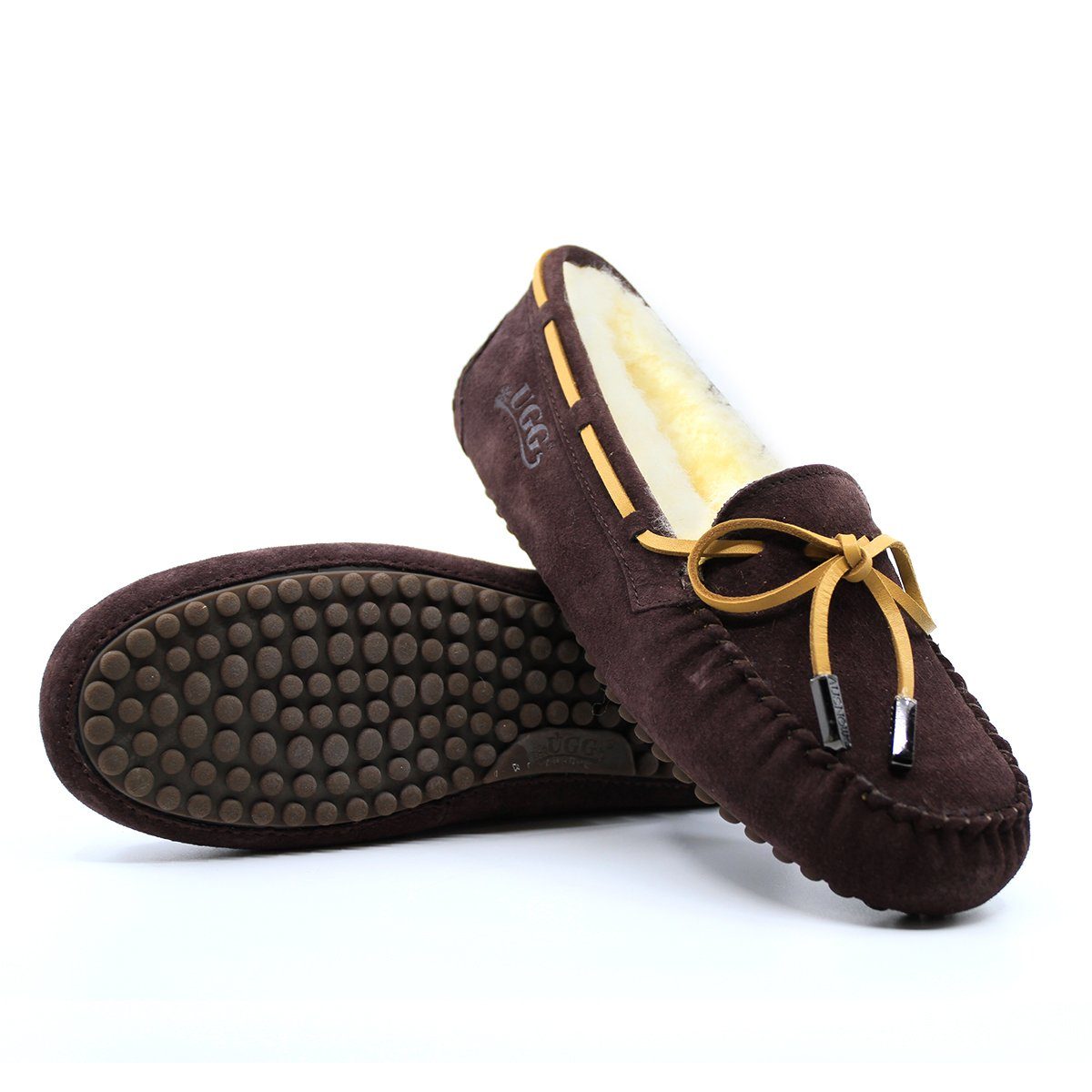 AuSnow UGG Ozsnow Premium Moccasin for women, cozy slippers with soft fabric exterior and plush lining, perfect for indoor comfort.