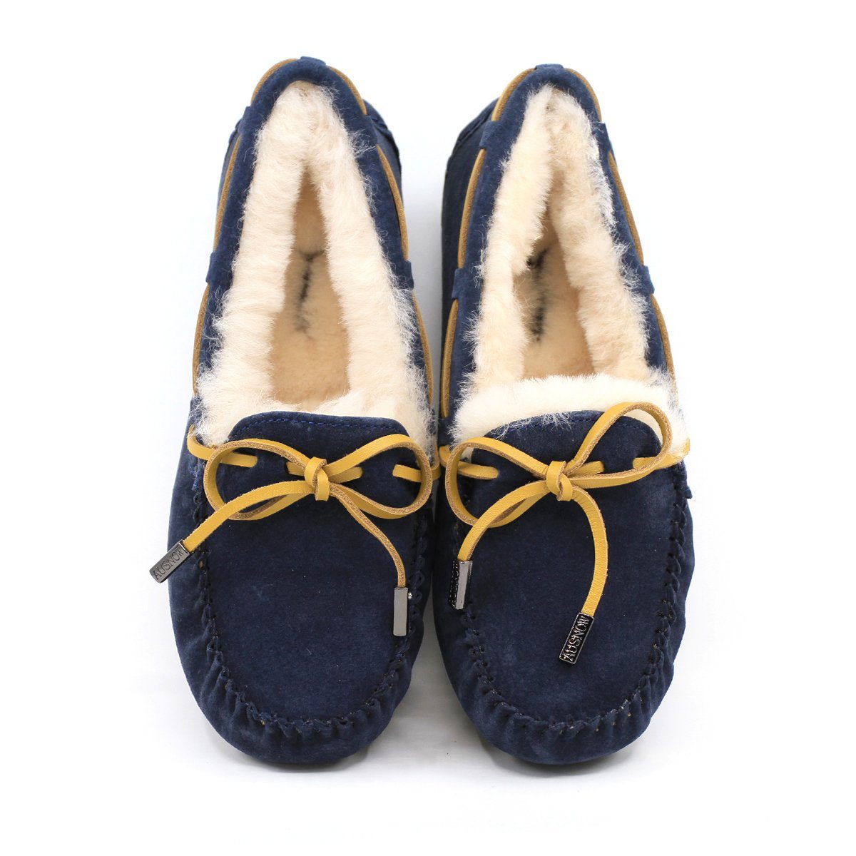 AuSnow UGG Ozsnow Premium Moccasin slippers for women with plush lining and suede exterior, showcasing a cozy slip-on design.