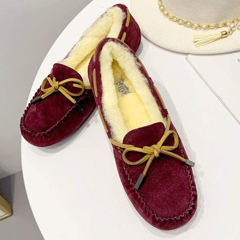 AuSnow UGG Ozsnow Premium Moccasin women's slippers with soft suede, plush lining, and slip-on design for cozy comfort.