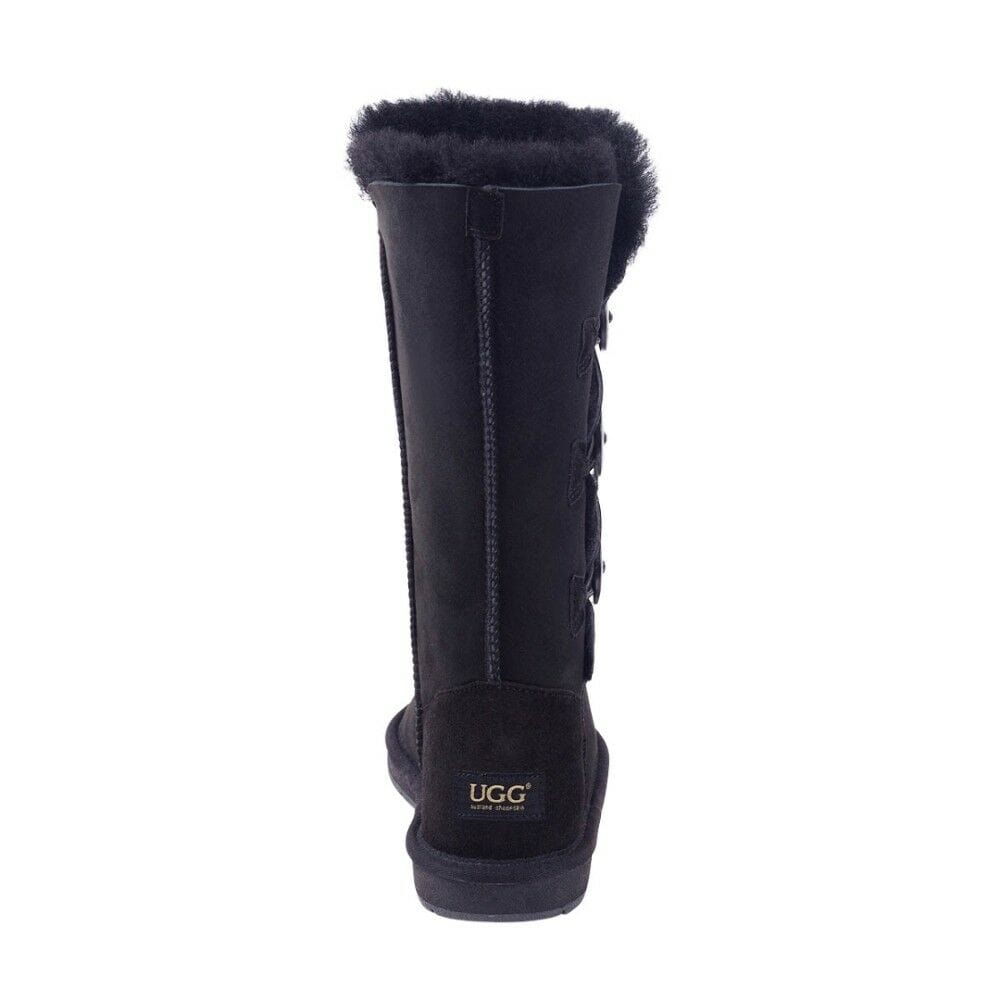 Auzland UGG Premium Classic Tall 3-Button Boots for women, showcasing the tall sheepskin boots with button details and cozy interior.