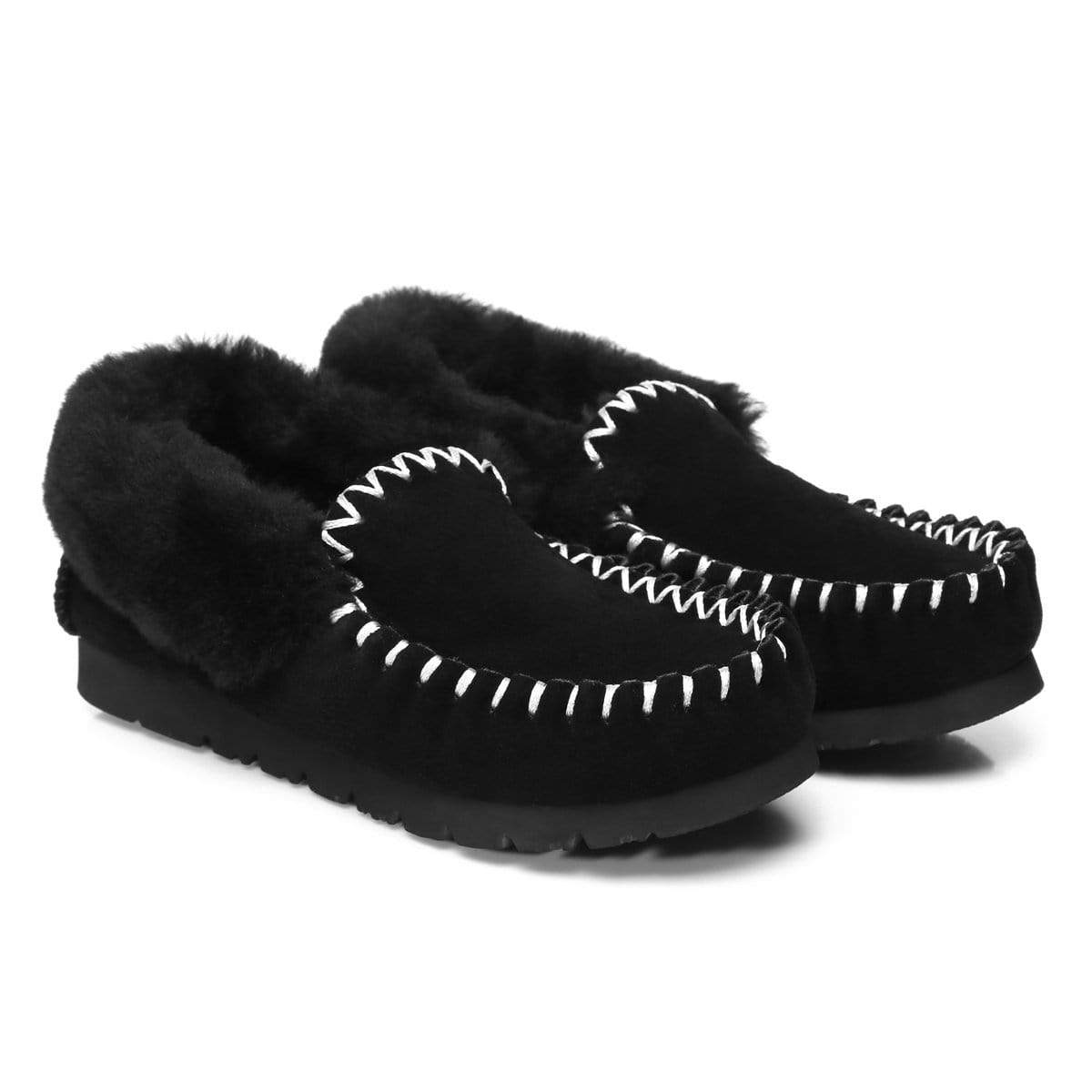 EverUgg UGG Premium Traditional Moccasin women's slippers with soft leather and cozy lining, designed for comfortable indoor wear.