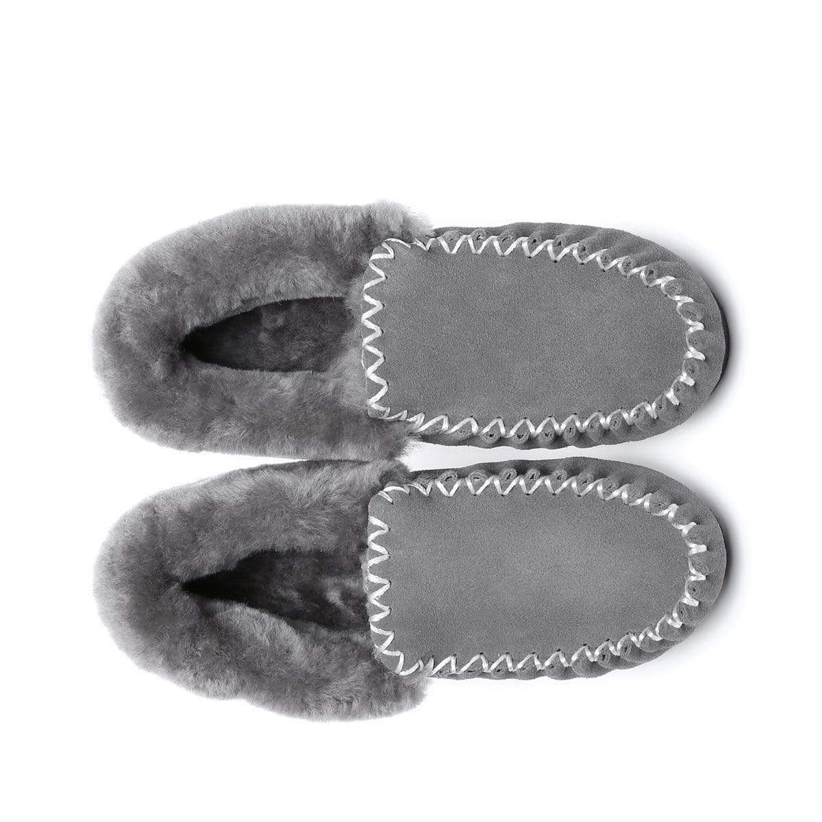 EverUgg UGG Premium Traditional Moccasin for women, soft leather slippers with plush lining and slip-on design.