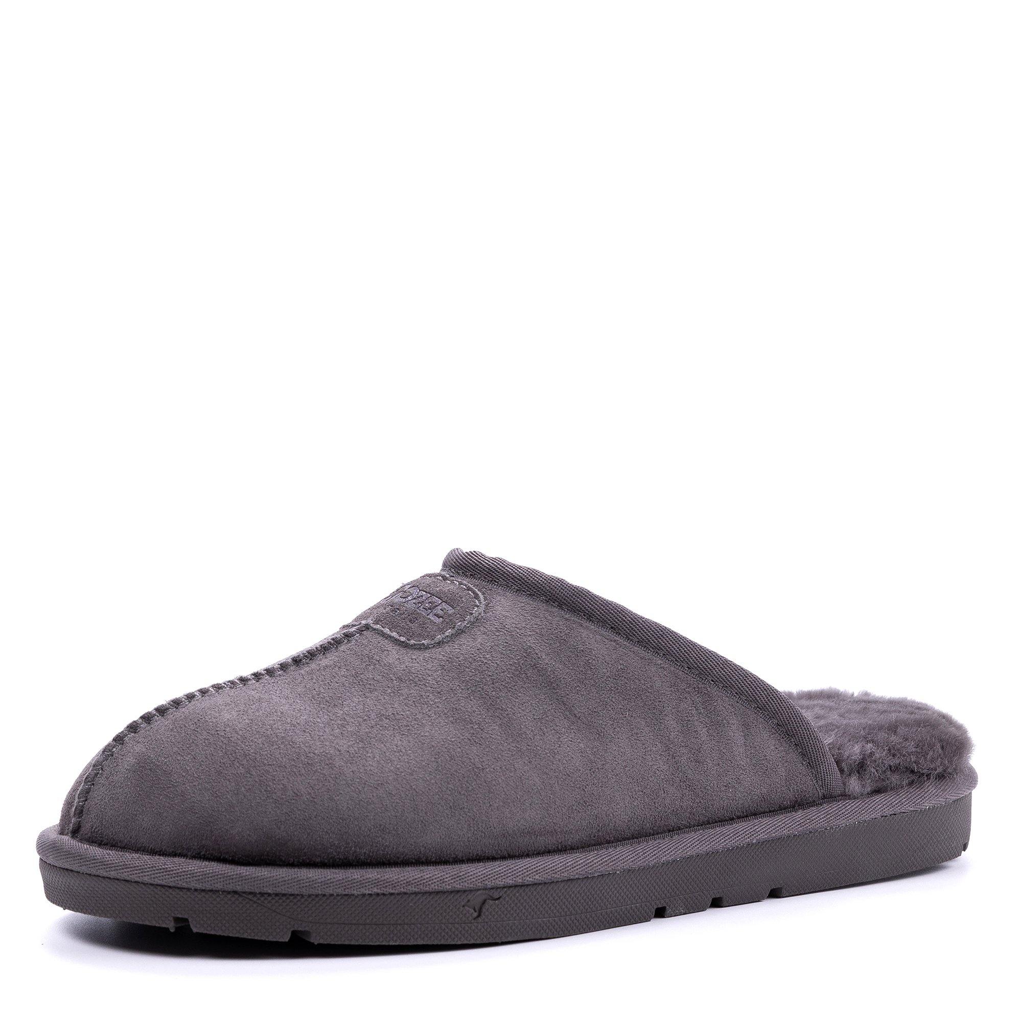 Grey Roozee UGG Roozee Men Scuff slippers with open-toe design and soft interior, ideal for comfort and casual wear.