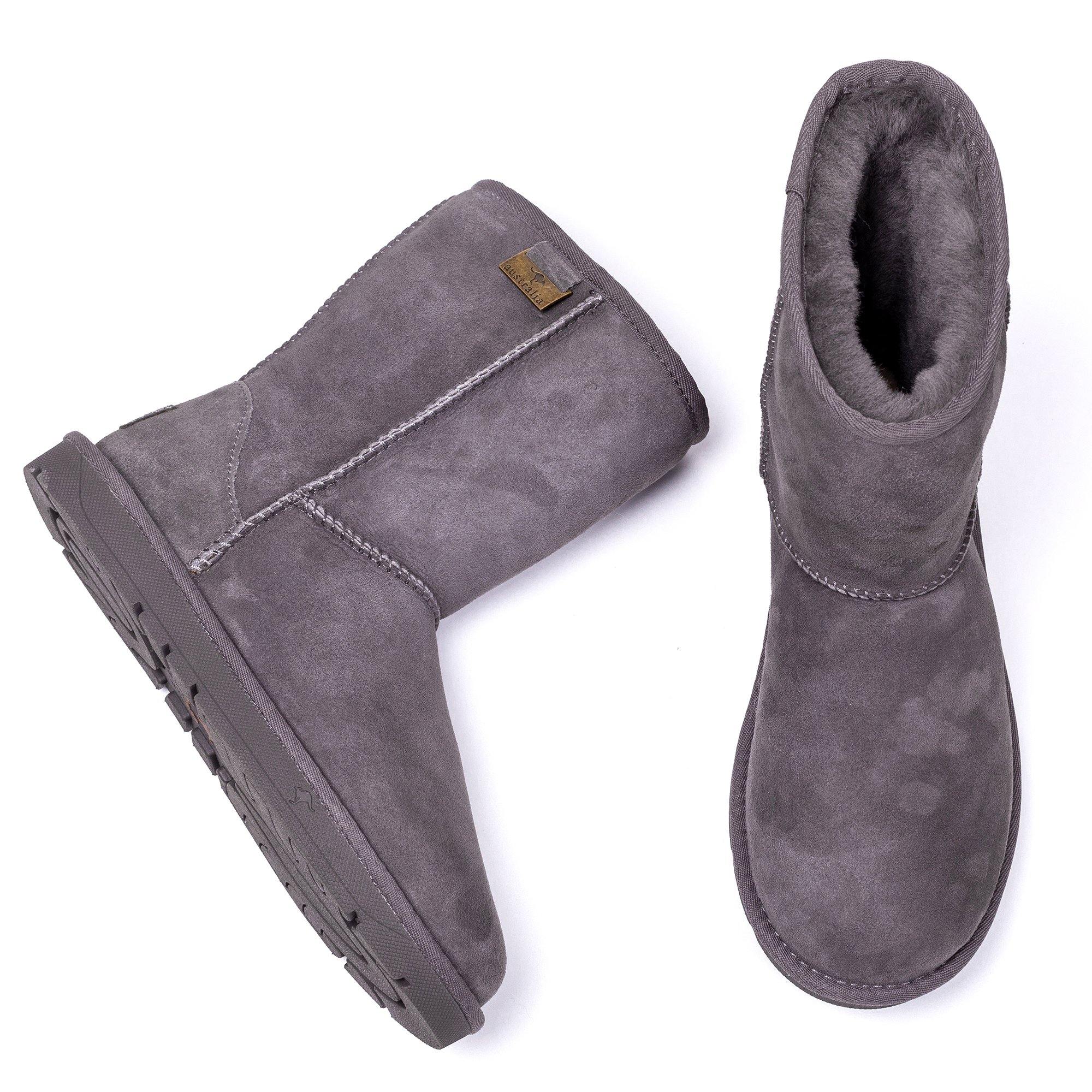 Grey Roozee Roozee Short Classic UGG Boots for women, showing cozy sheepskin lining and suede exterior.
