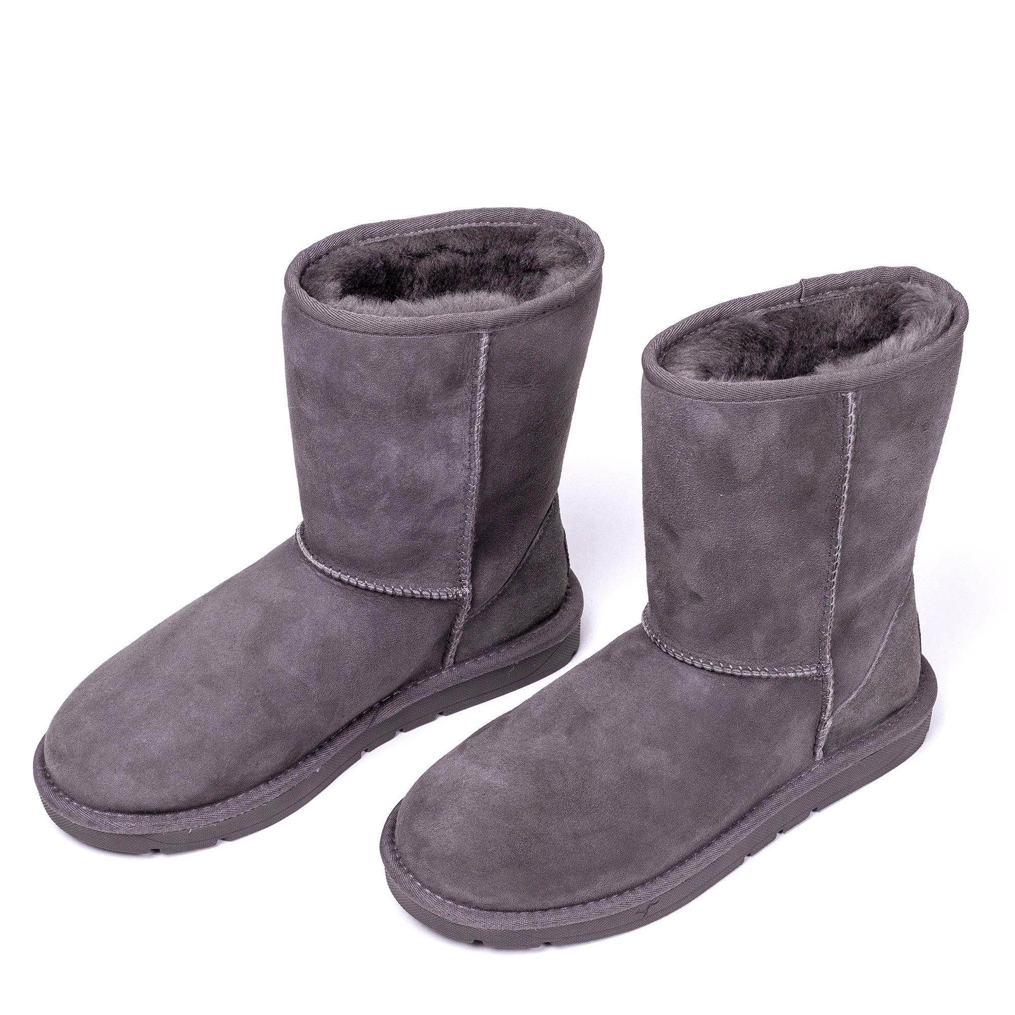 Grey Roozee UGG Roozee Short Classic Boots for women, showcasing the cozy suede exterior and plush lining.