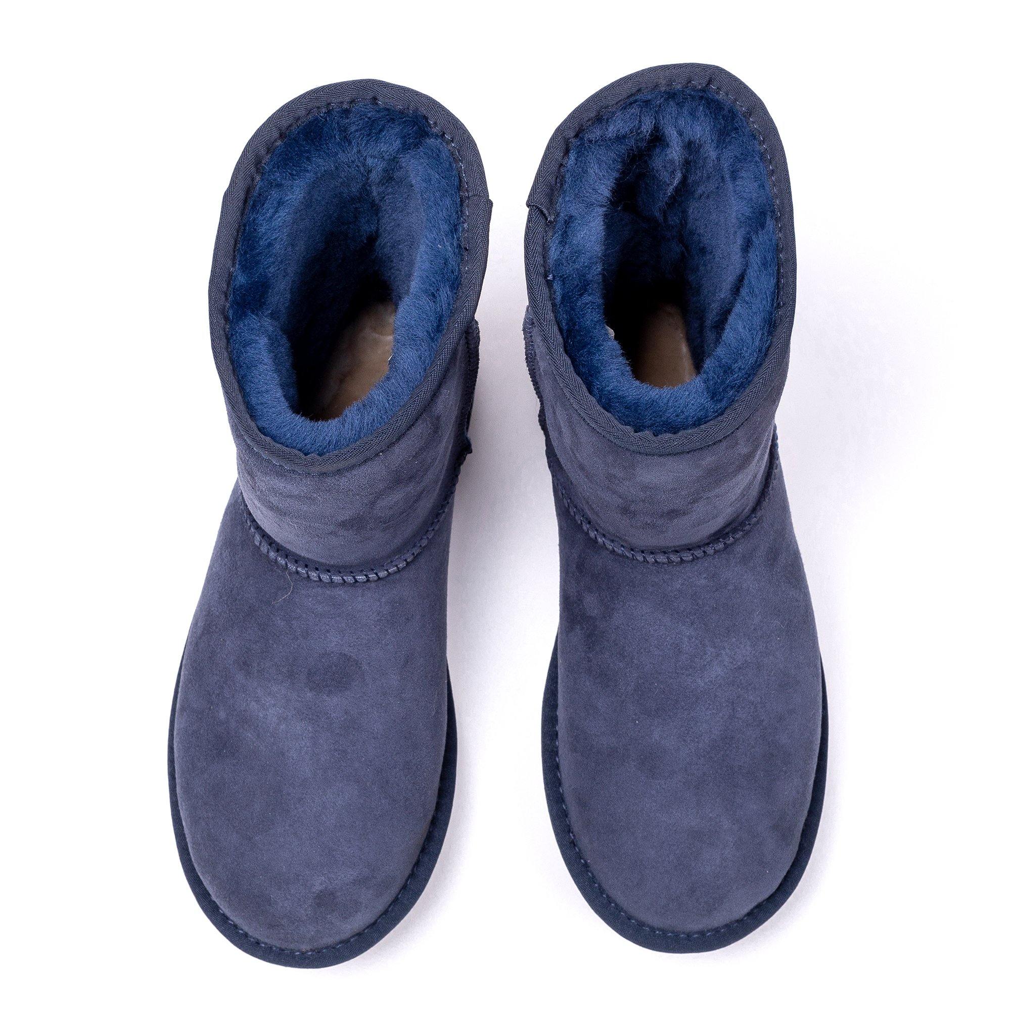 Navy UGG Roozee Short Classic Boots for women, showcasing the cozy, suede exterior and iconic design of these classic UGG shoes.