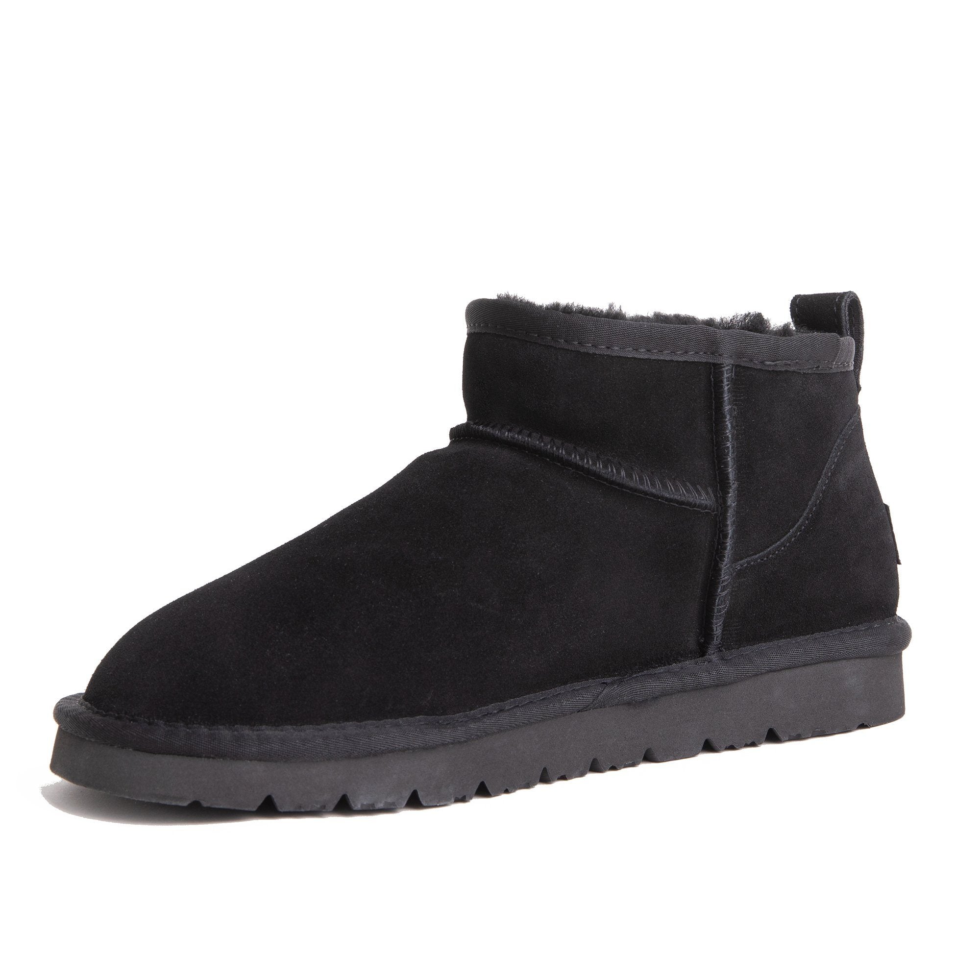 EverUgg Ultra Mini UGG Boots for women, showcasing soft suede exterior and cozy sheepskin lining, perfect for cold weather.