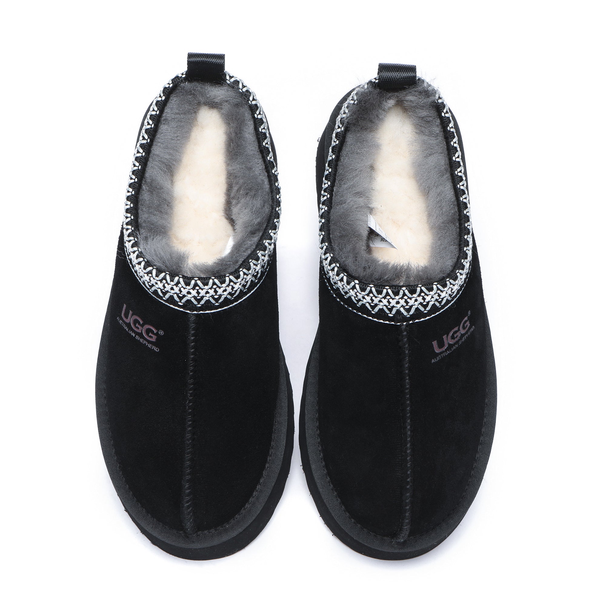 Black Vinny UGG platform slippers by EverUgg featuring plush interior and thick sole for comfortable indoor wear.