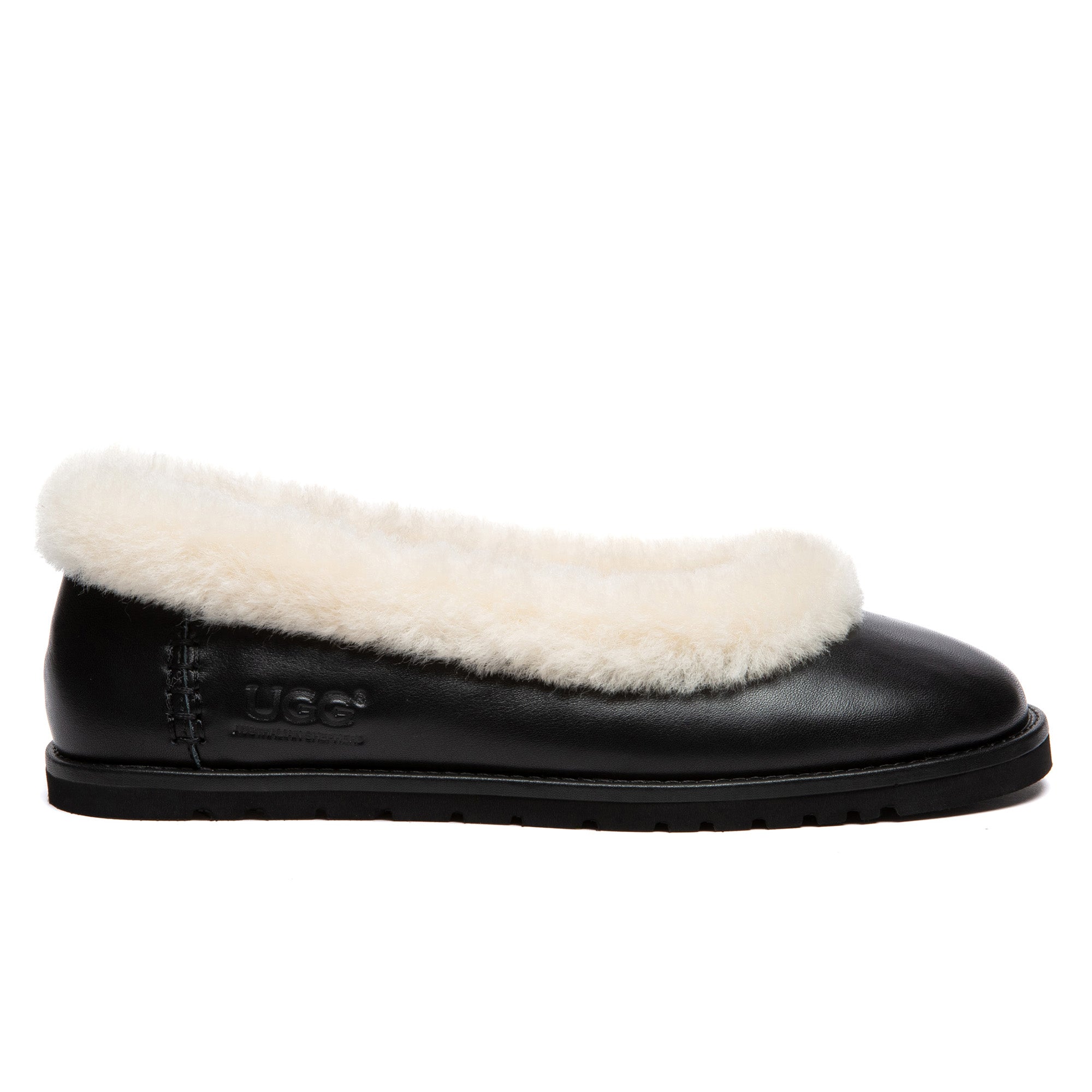 EverUgg Millie open trim Nappa leather slippers featuring a soft interior and stylish design, perfect for casual comfort.