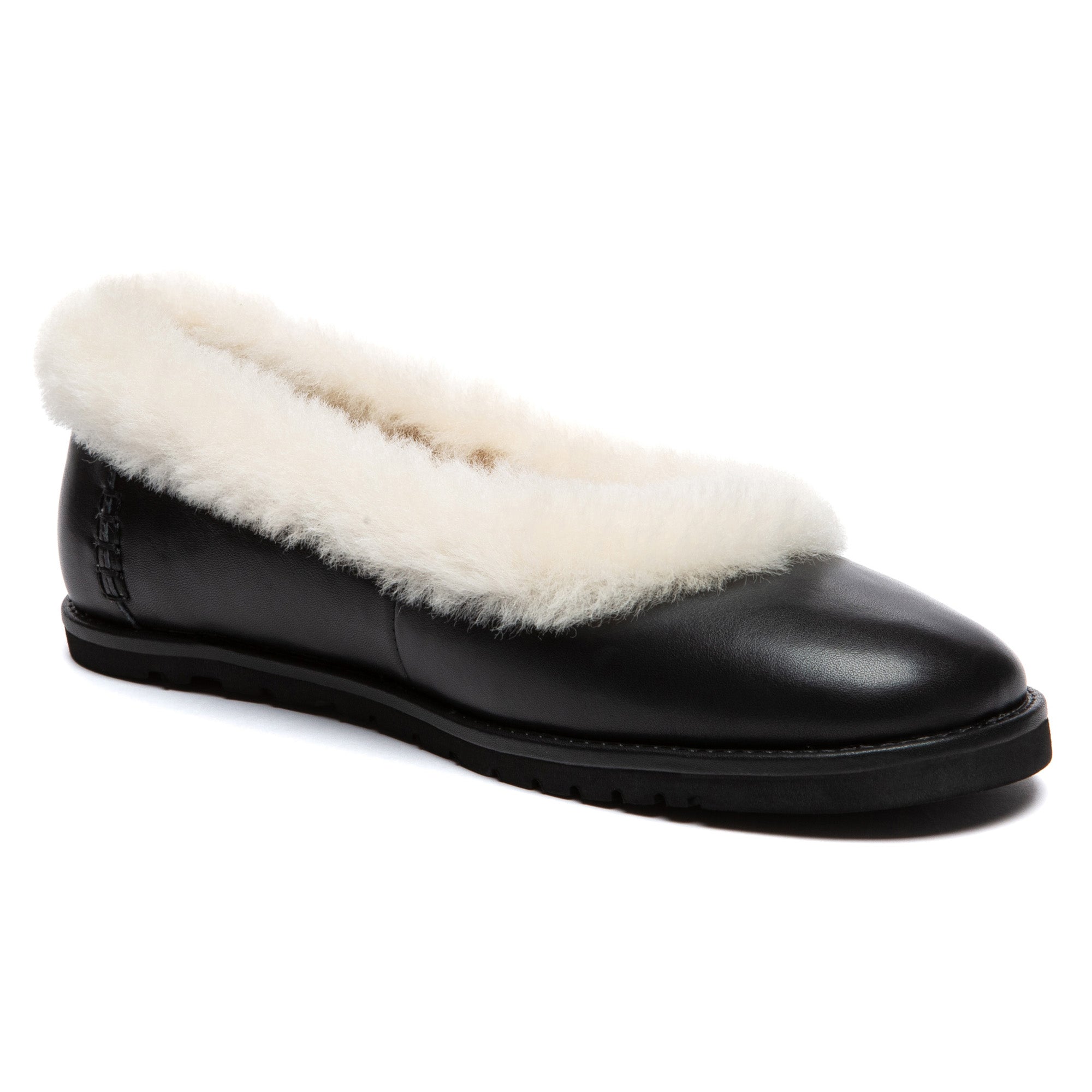 EverUgg Millie open trim Nappa leather slippers with plush lining and casual slip-on design, perfect for comfortable indoor wear.