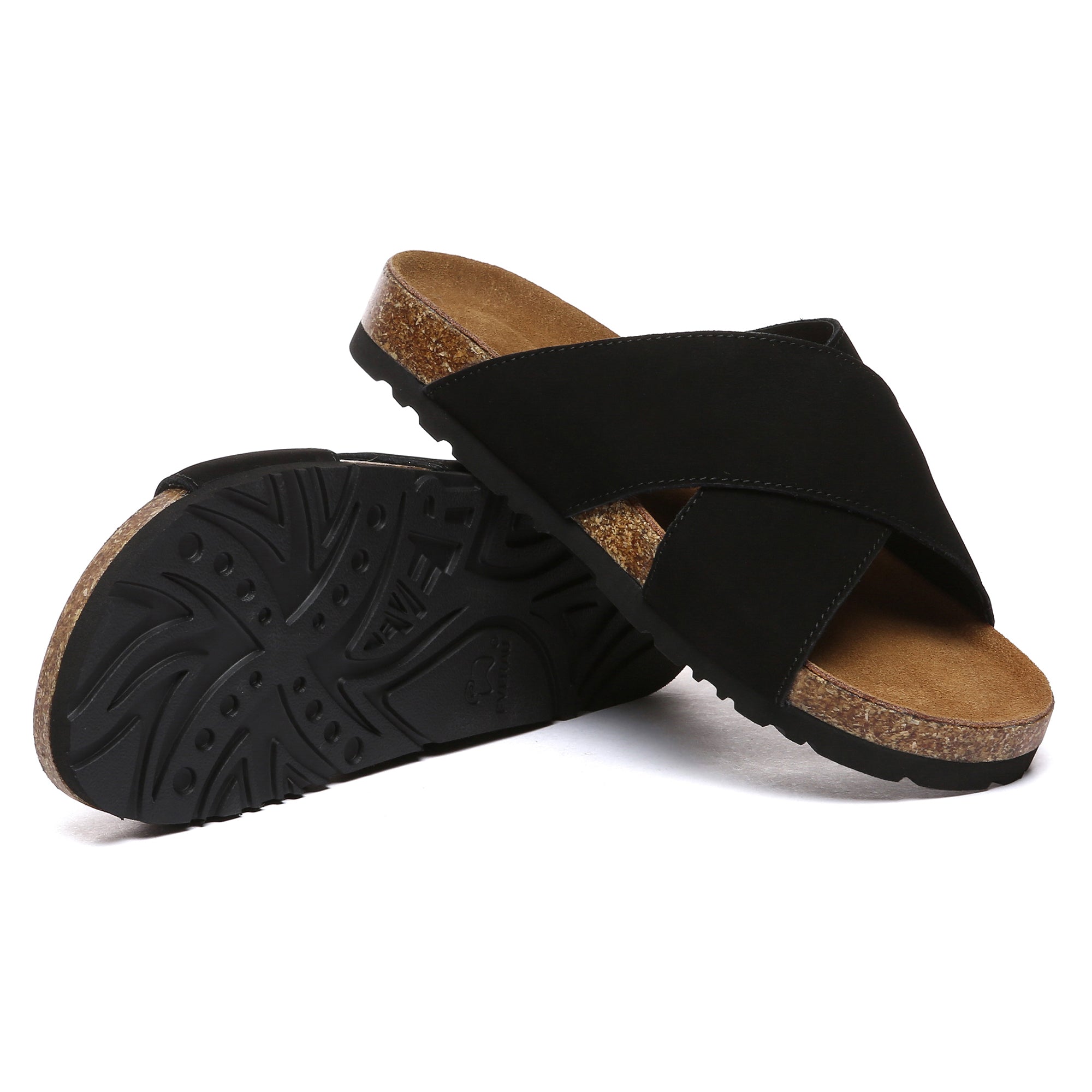 EverUgg crossover summer leather slides for women, stylish slip-on slippers with a sleek, leather design perfect for warm weather.