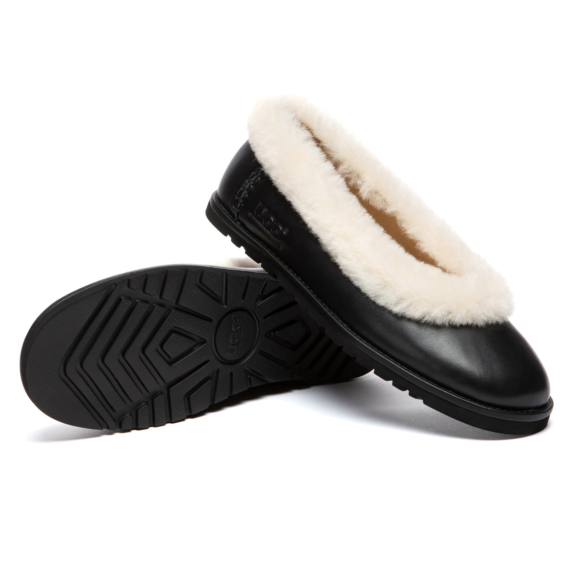 EverUgg Millie open trim Nappa leather slippers with stylish design and soft interior, perfect for comfortable indoor wear.